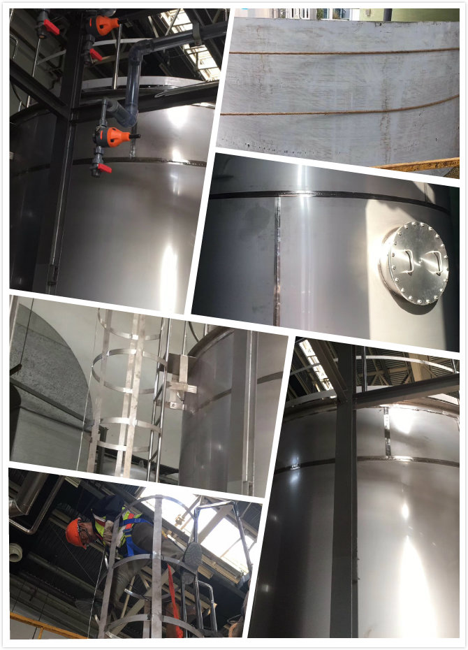 FHTY.COM的30立方不锈钢纯水罐的现场制作